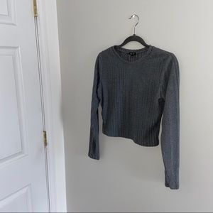 NWT Long Sleeve Gray Ribbed Crop Top